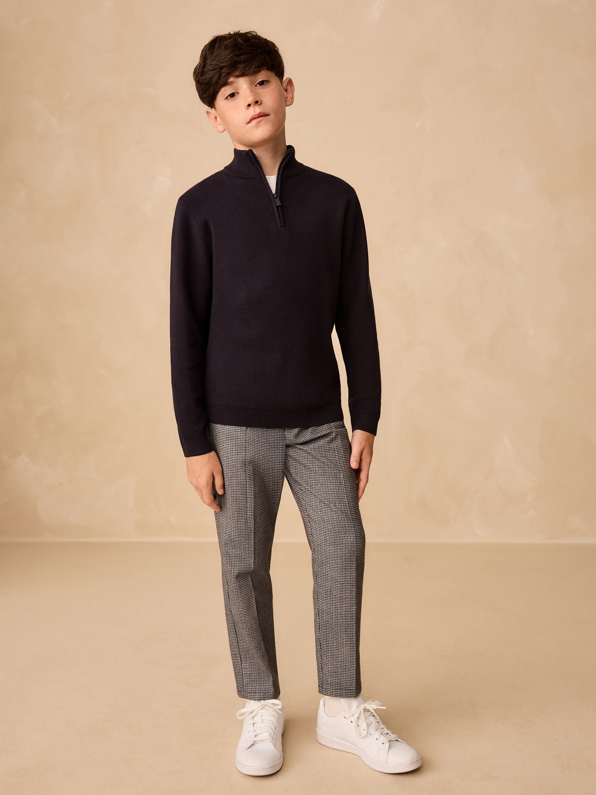Navy Blue Quarter Zip Jumper (3-16yrs)