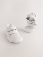 White Barefoot Leather Touch Fastening Trainers
