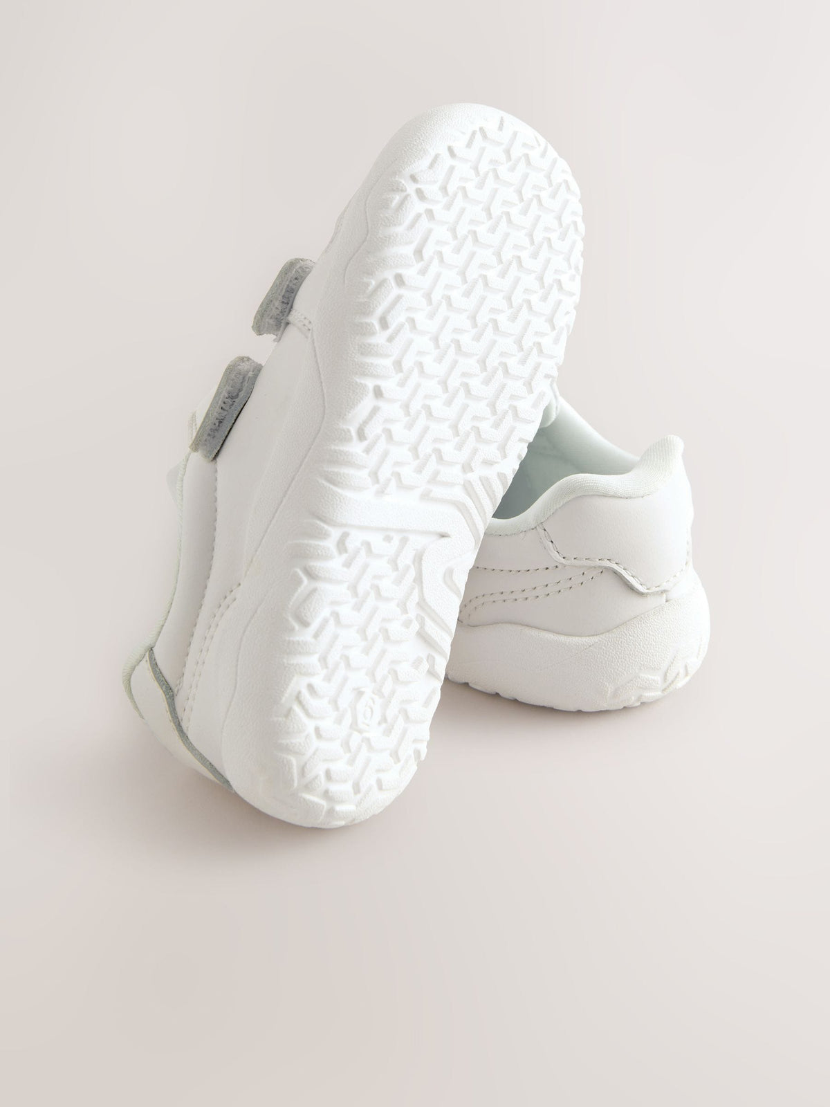 White Barefoot Leather Touch Fastening Trainers