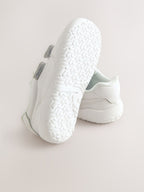 White Barefoot Leather Touch Fastening Trainers