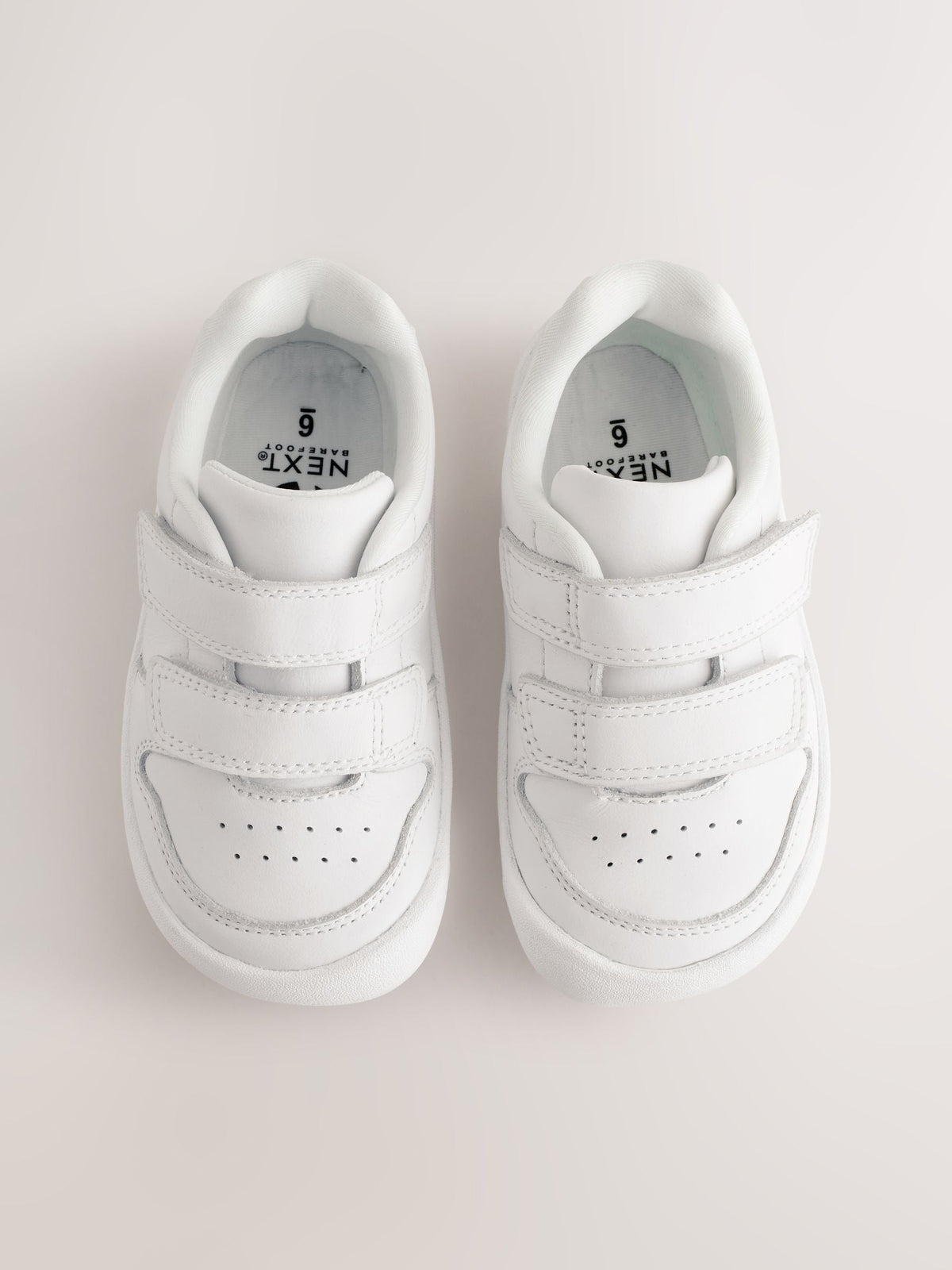White Barefoot Leather Touch Fastening Trainers