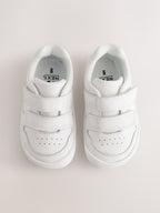 White Barefoot Leather Touch Fastening Trainers