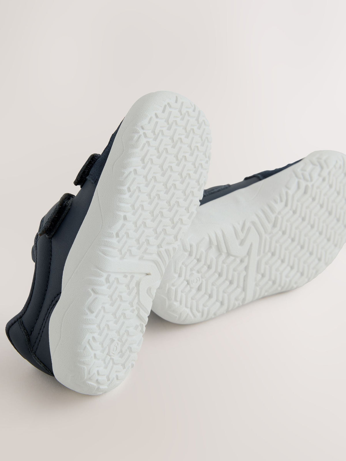 Navy Barefoot Leather Touch Fastening Trainers