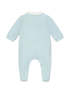 Emile Et Rose Blue Rose Front Open 100% Cotton All-In-One With Teddy Panel & Hat