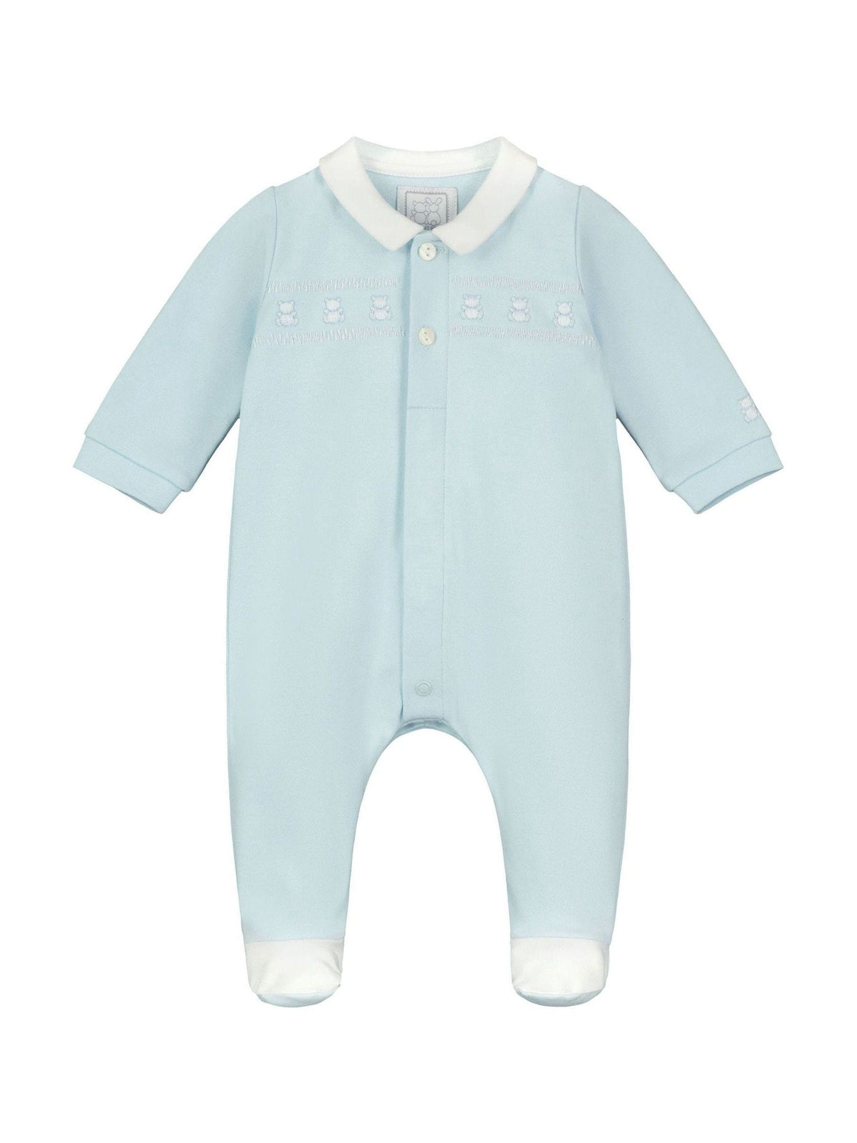 Emile Et Rose Blue Rose Front Open 100% Cotton All-In-One With Teddy Panel & Hat
