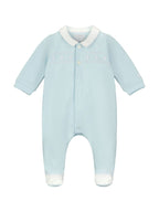 Emile Et Rose Blue Rose Front Open 100% Cotton All-In-One With Teddy Panel & Hat