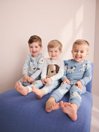 Blue/Ecru Dog Snuggle Pyjamas 3 Pack (9mths-6yrs)