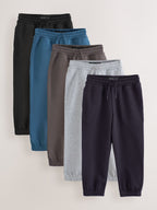 Blue/Grey/Black Regular Fit Basic Joggers 5 Pack (3-16yrs)