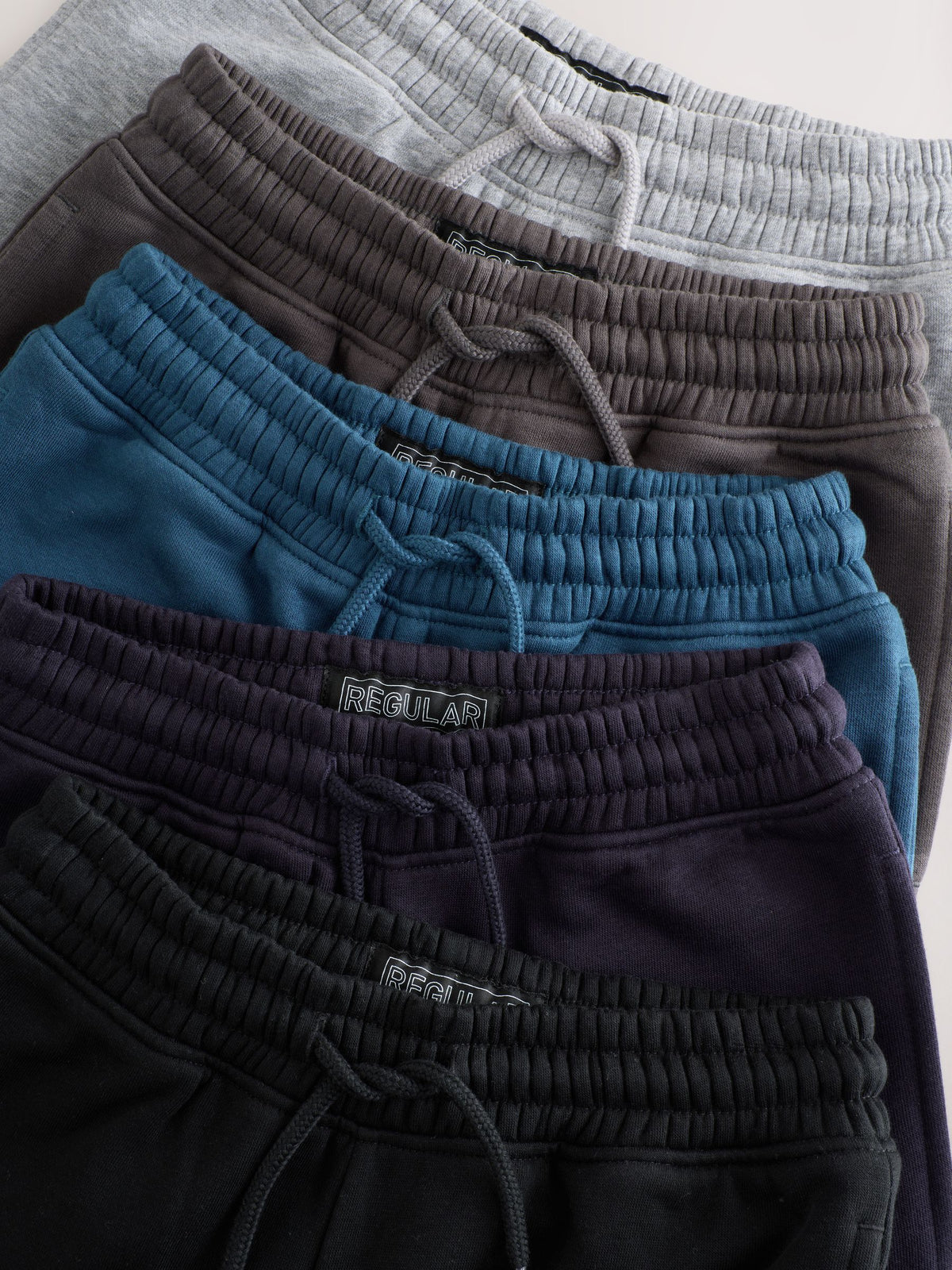 Blue/Grey/Black Regular Fit Basic Joggers 5 Pack (3-16yrs)