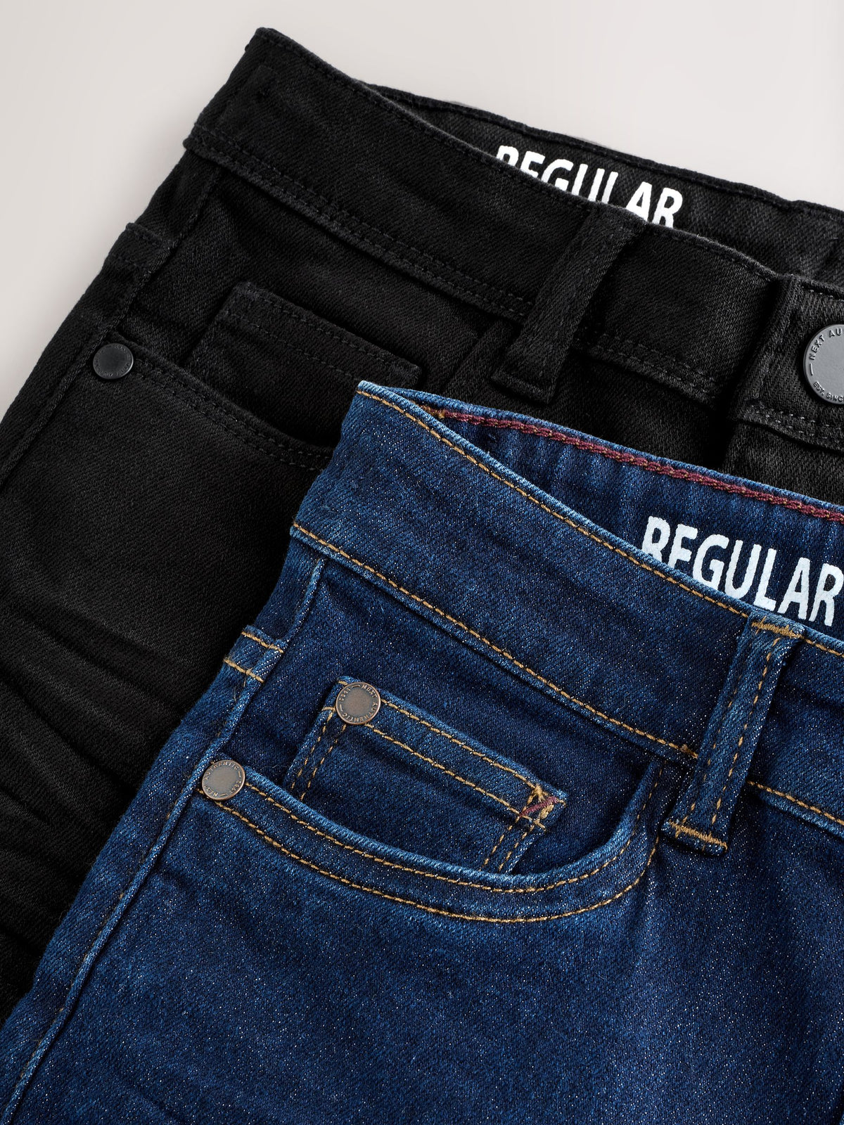 Dark Blue/ Black Denim Regular Fit Regular Length Stretch Jeans 2 Pack (3-17yrs)
