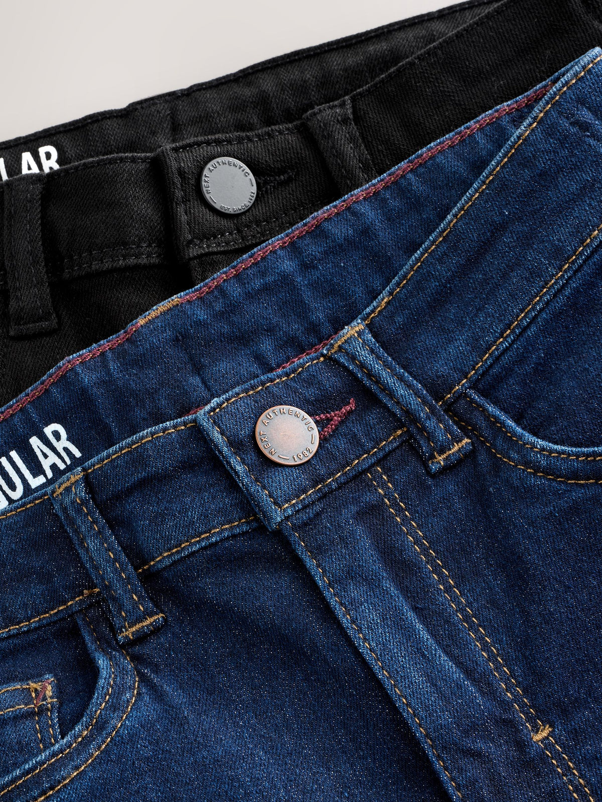 Dark Blue/ Black Denim Regular Fit Regular Length Stretch Jeans 2 Pack (3-17yrs)
