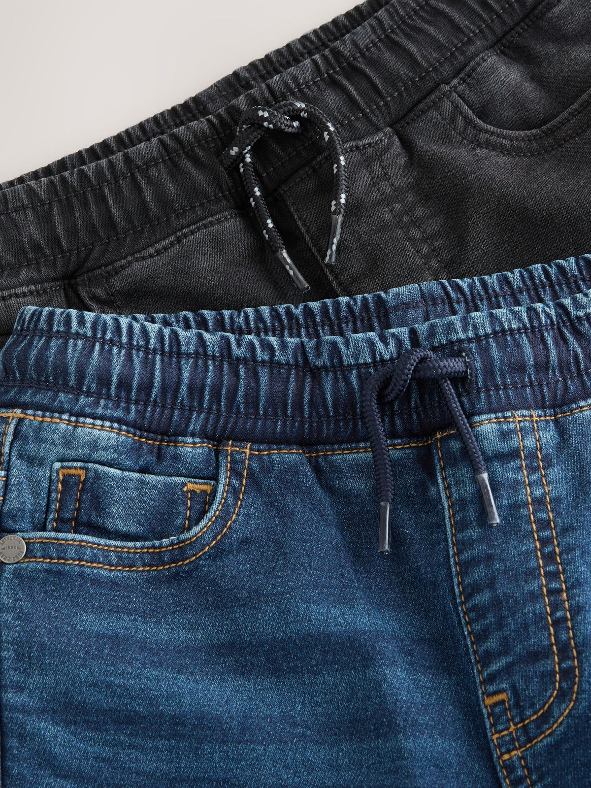 Black/Navy Regular Fit Loose Fit Stretch Elasticated Waist Jeans 2 Pack (3-16yrs)