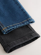 Black/Navy Regular Fit Loose Fit Stretch Elasticated Waist Jeans 2 Pack (3-16yrs)