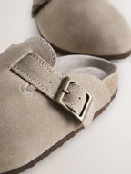 Neutral Suede Corkbed Clogs