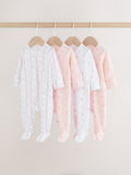 Pink Two Way Zip Baby Sleepsuit 4 Pack (0mths-2yrs)
