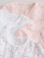 Pink Two Way Zip Baby Sleepsuit 4 Pack (0mths-2yrs)