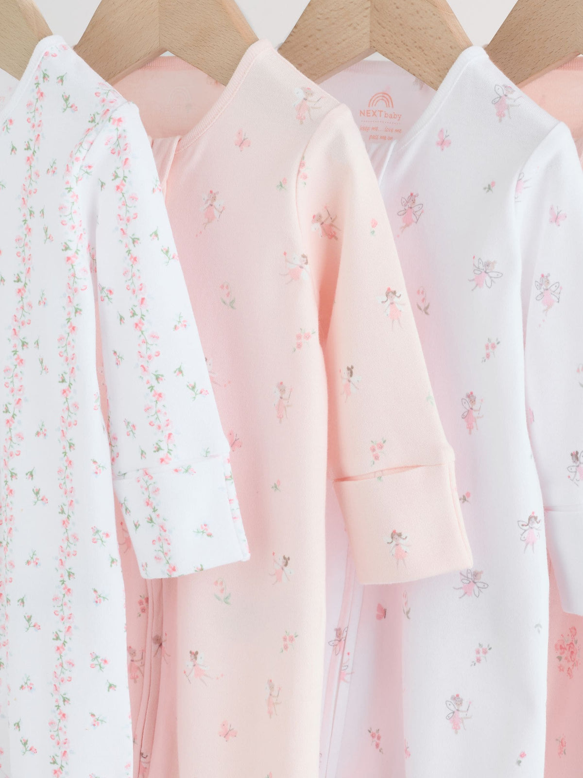 Pink Two Way Zip Baby Sleepsuit 4 Pack (0mths-2yrs)
