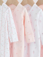 Pink Two Way Zip Baby Sleepsuit 4 Pack (0mths-2yrs)