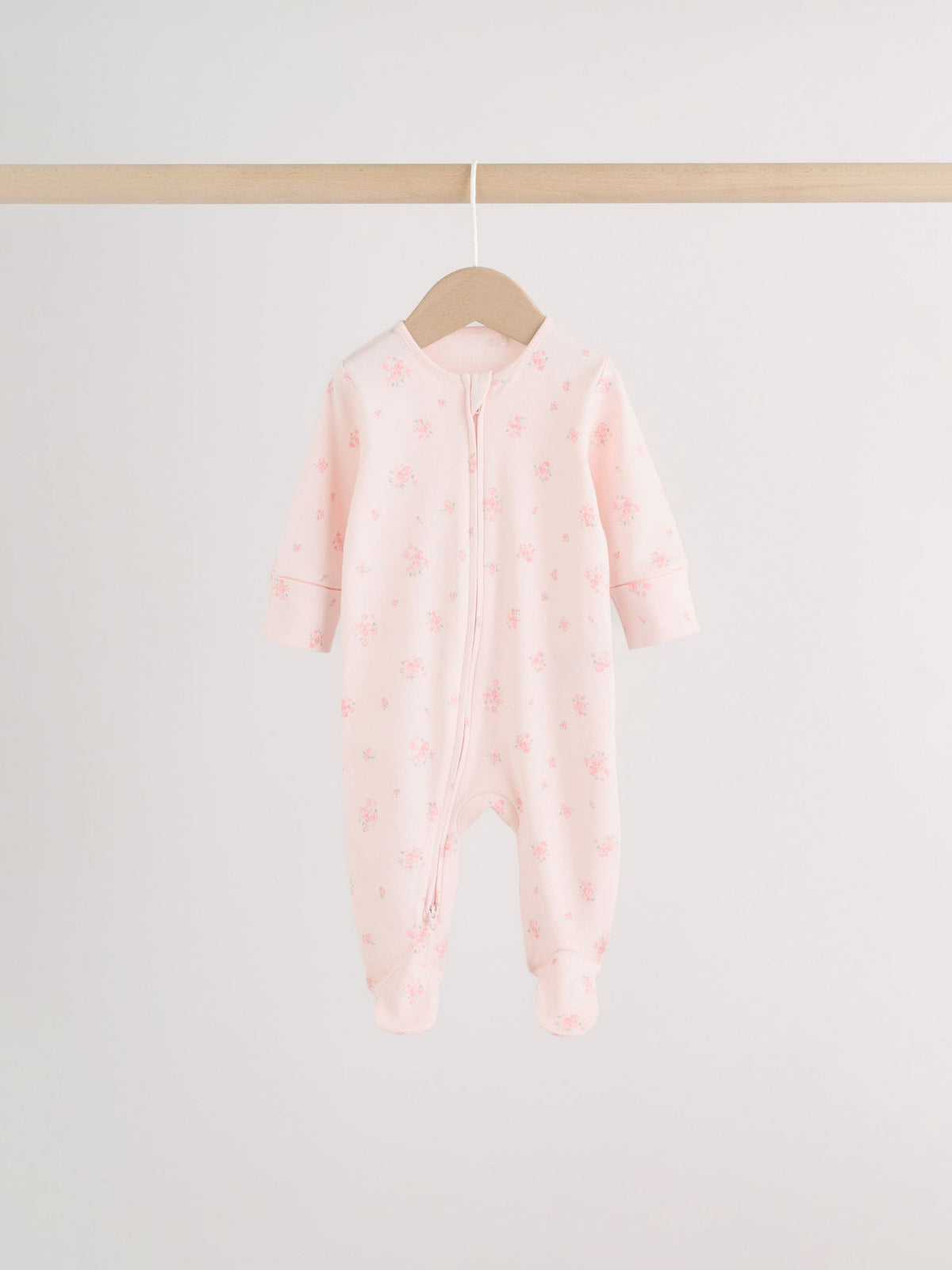 Pink Two Way Zip Baby Sleepsuit 4 Pack (0mths-2yrs)
