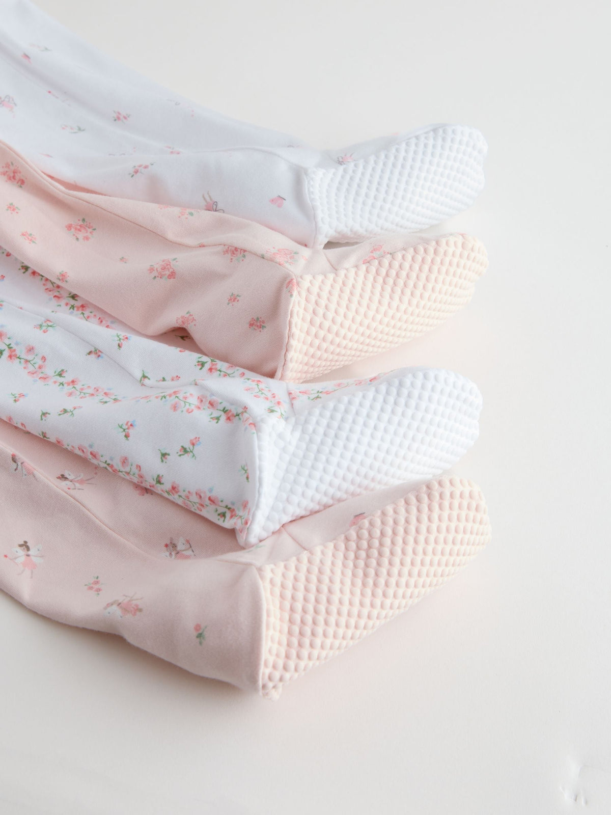 Pink Two Way Zip Baby Sleepsuit 4 Pack (0mths-2yrs)