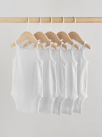 White Vest Baby Bodysuits 5 Pack