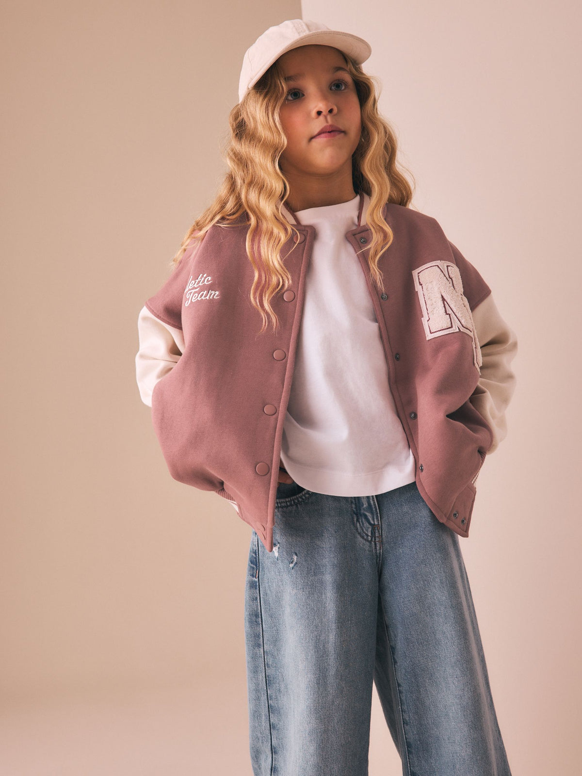 Brown/Cream Varsity Embroidered Jacket (3-16yrs)