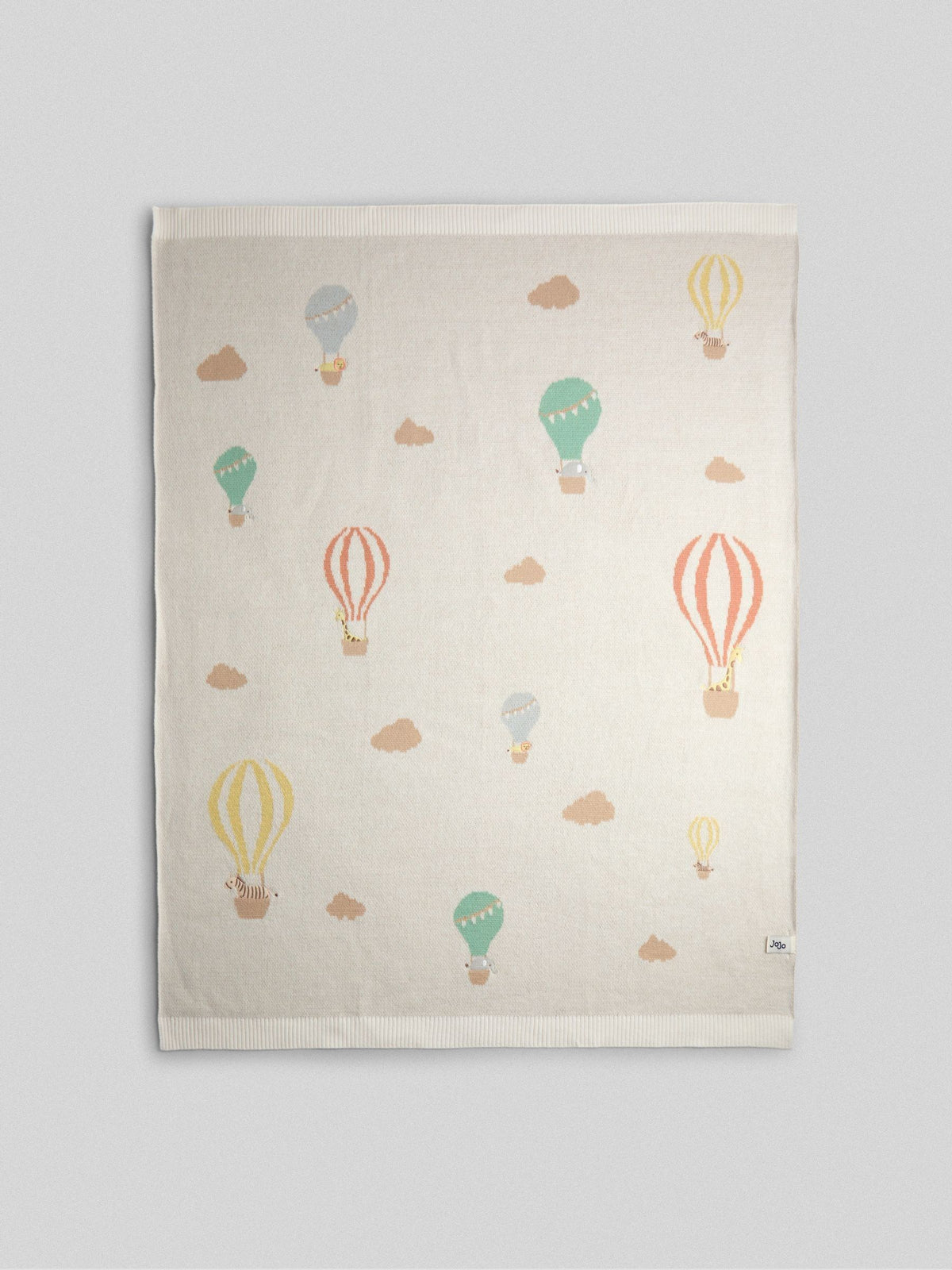 JoJo Maman Bébé Natural Hot Air Balloon Embroidered Blanket