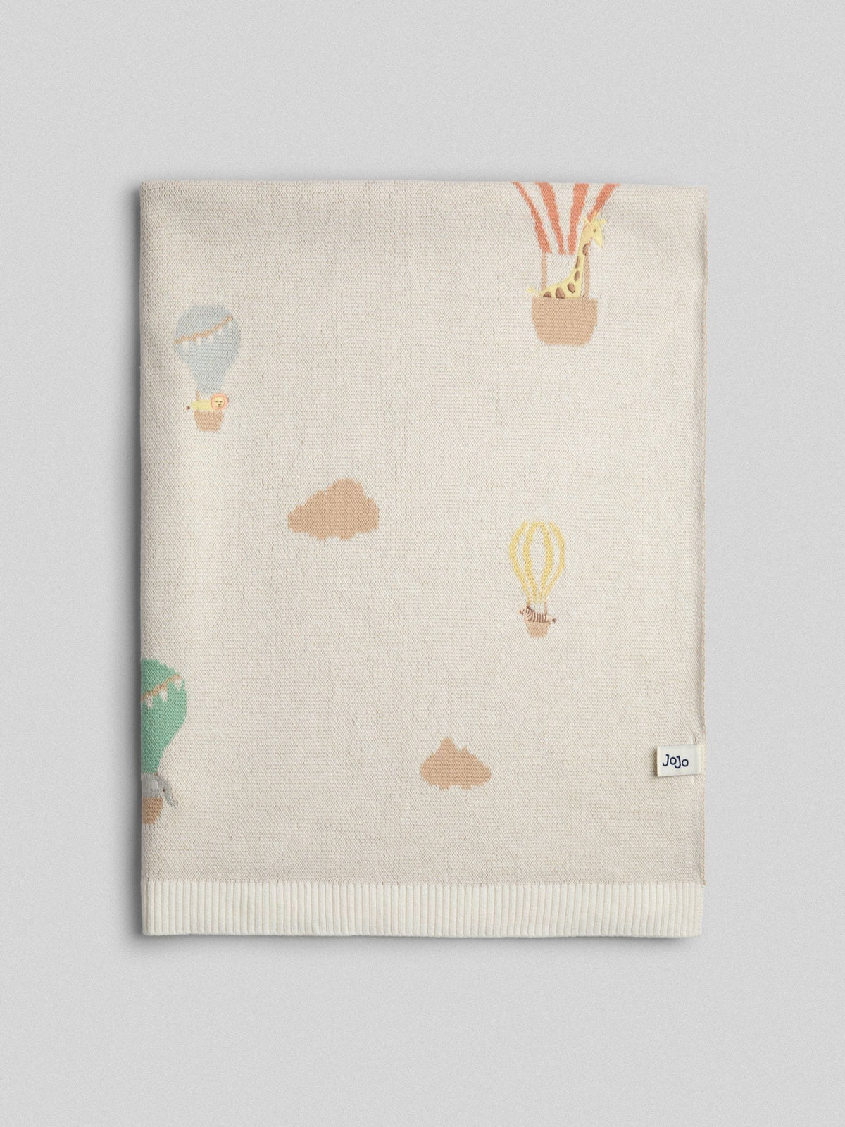 JoJo Maman Bébé Natural Hot Air Balloon Embroidered Blanket