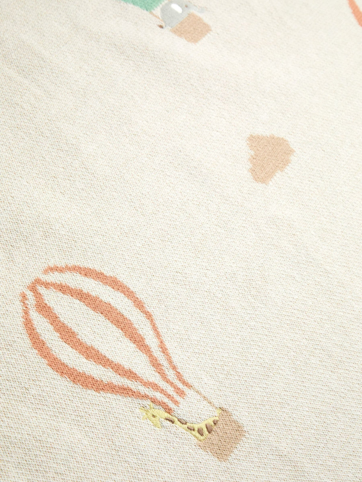 JoJo Maman Bébé Natural Hot Air Balloon Embroidered Blanket