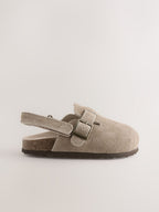 Neutral Leather Cushioned Footbed Clogs