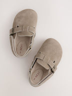 Neutral Leather Cushioned Footbed Clogs