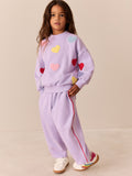 Little Bird Rainbow Boucle Heart Sweat Top & Barrel Trousers Set