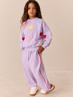 Little Bird Rainbow Boucle Heart Sweat Top & Barrel Trousers Set