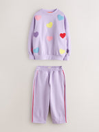 Little Bird Rainbow Boucle Heart Sweat Top & Barrel Trousers Set