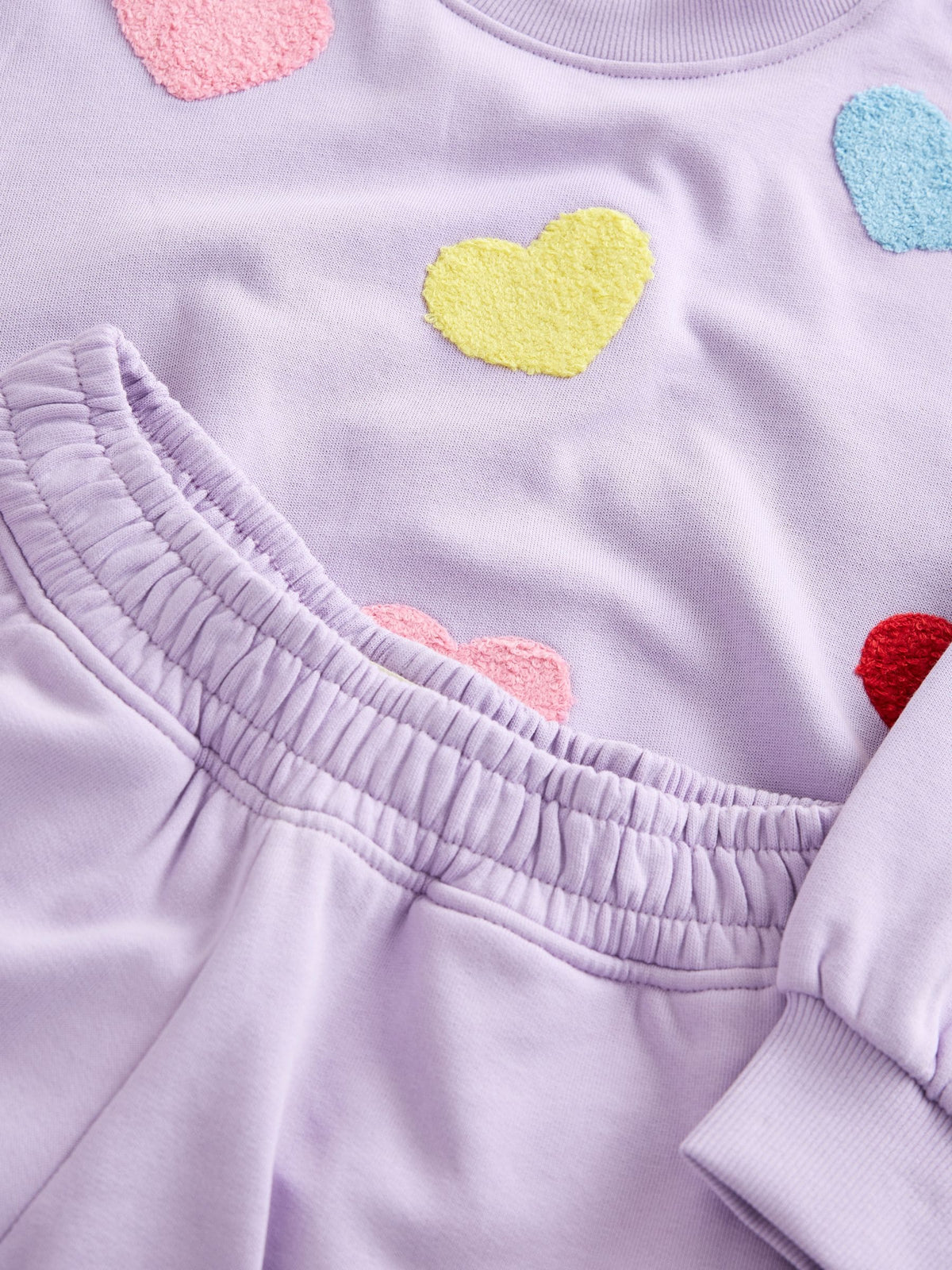 Little Bird Rainbow Boucle Heart Sweat Top & Barrel Trousers Set