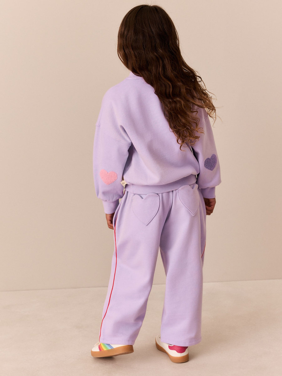 Little Bird Rainbow Boucle Heart Sweat Top & Barrel Trousers Set