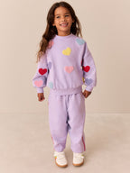 Little Bird Rainbow Boucle Heart Sweat Top & Barrel Trousers Set