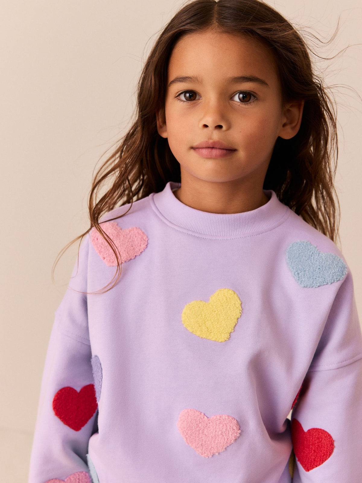 Little Bird Rainbow Boucle Heart Sweat Top & Barrel Trousers Set