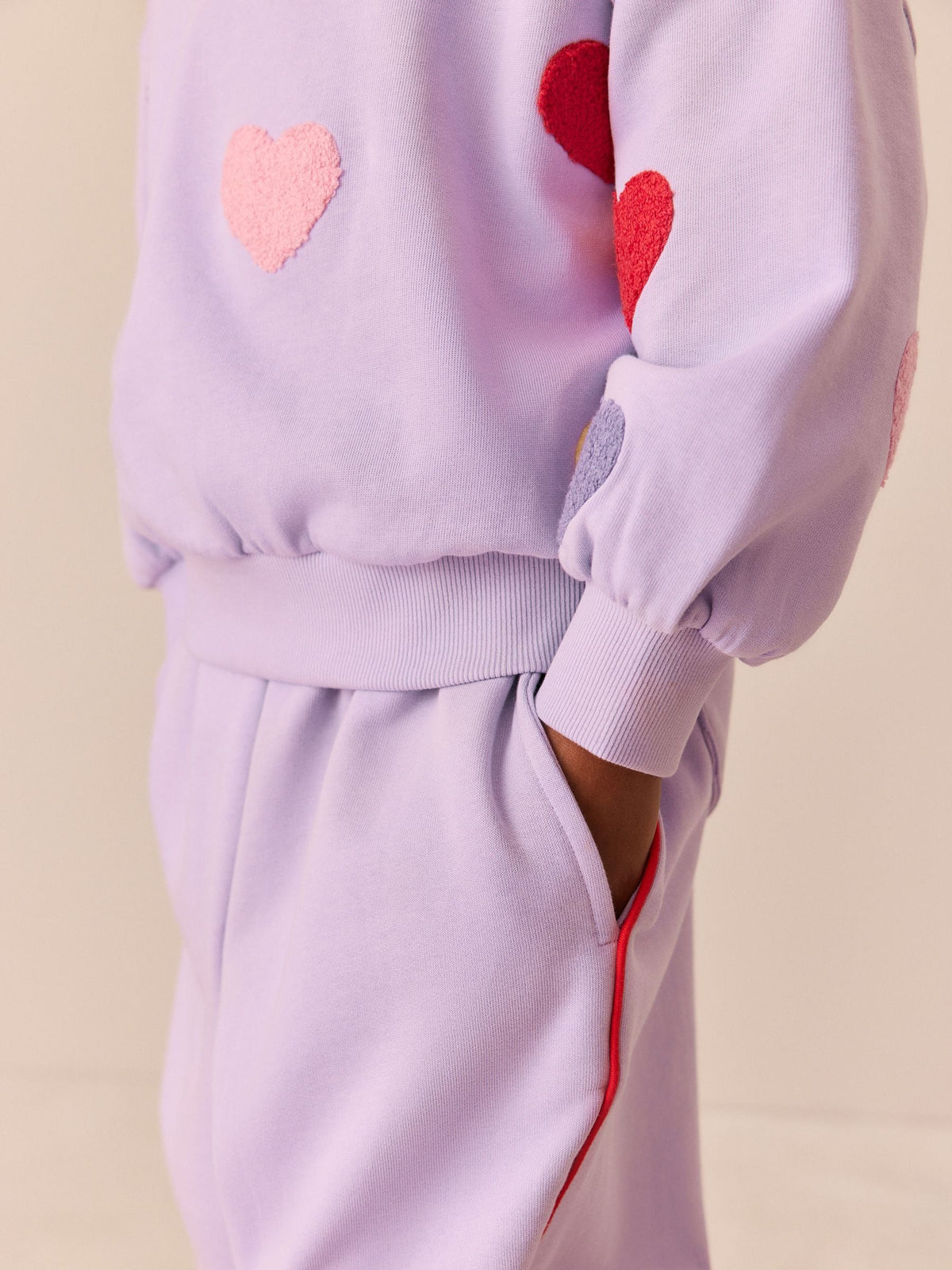 Little Bird Rainbow Boucle Heart Sweat Top & Barrel Trousers Set
