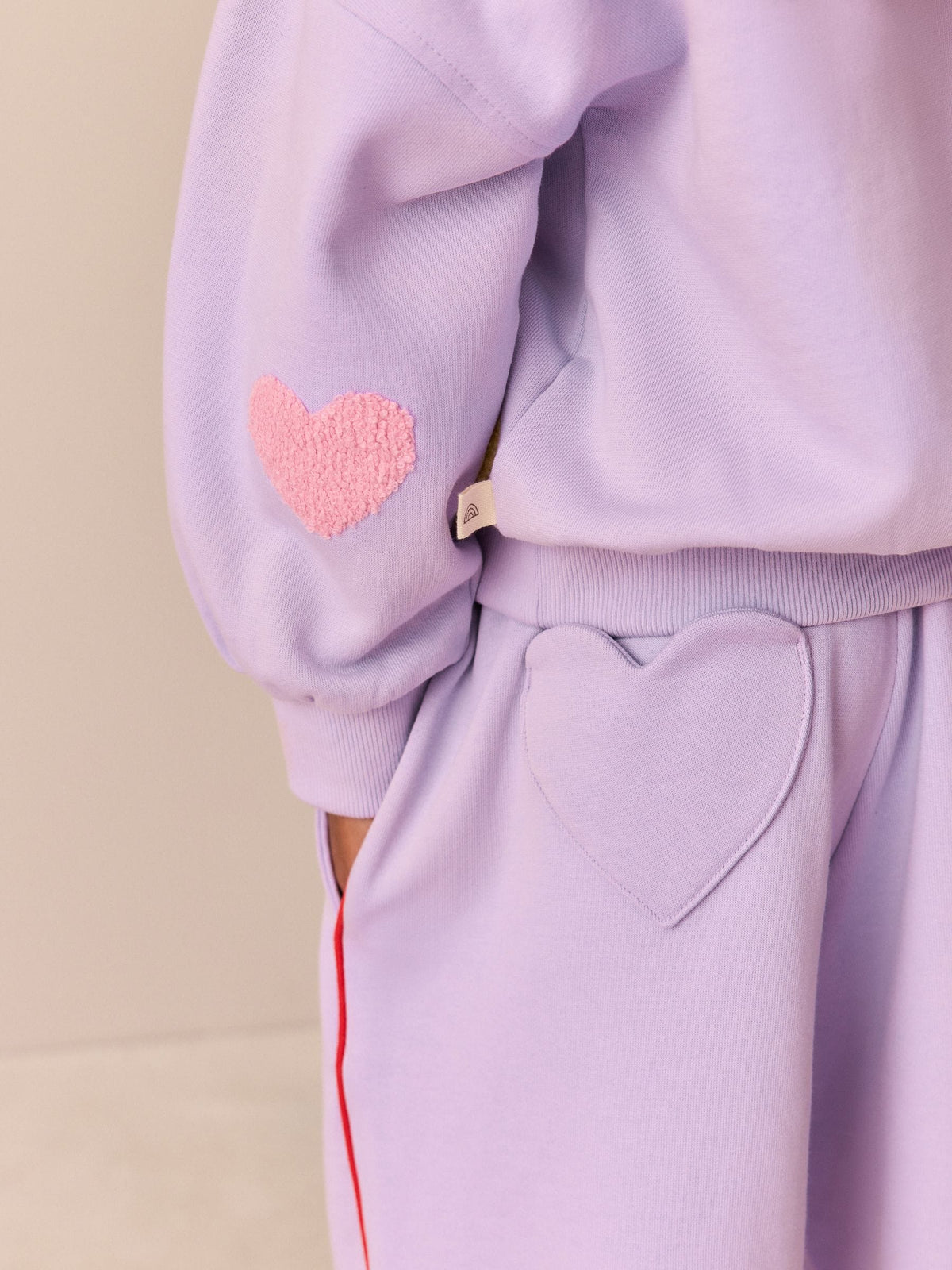 Little Bird Rainbow Boucle Heart Sweat Top & Barrel Trousers Set