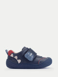 Start Rite Navy Dinosaur Tread Baby Barefoot-Friendly Scuff Resistant Rip-tape Leather Baby Shoes