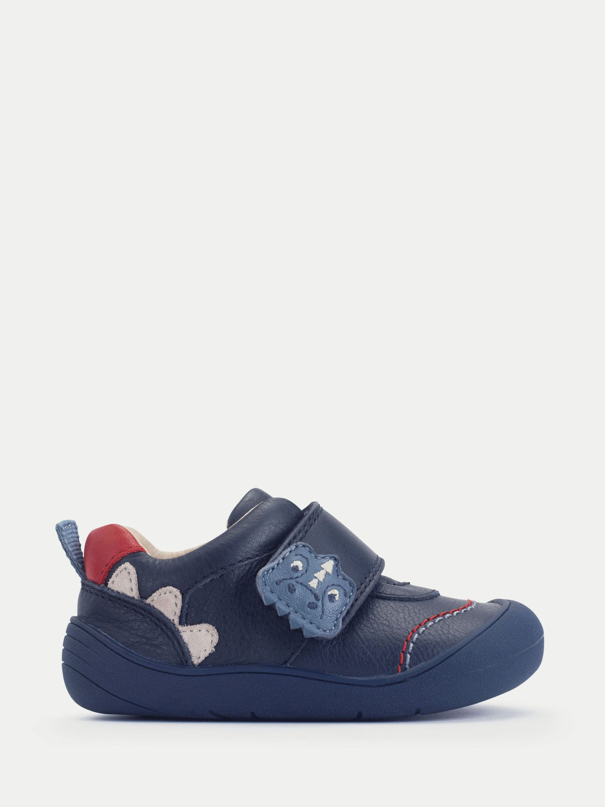 Start Rite Navy Dinosaur Tread Baby Barefoot-Friendly Scuff Resistant Rip-tape Leather Baby Shoes