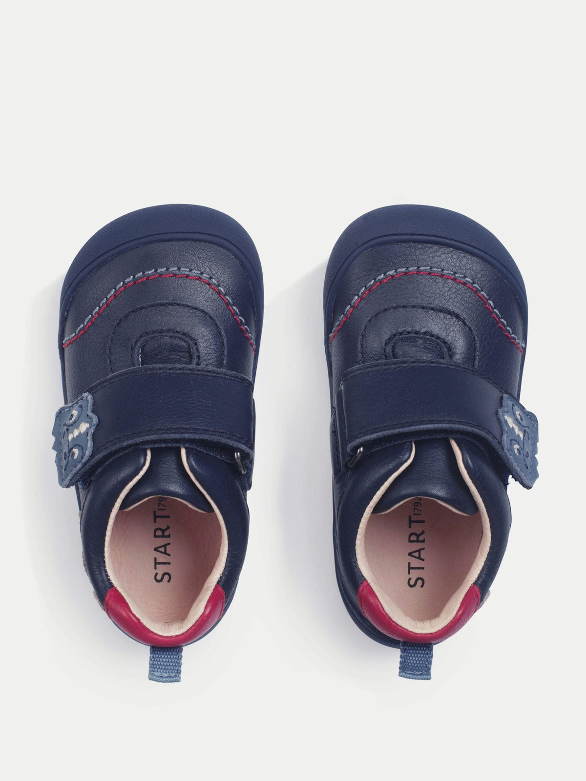Start Rite Navy Dinosaur Tread Baby Barefoot-Friendly Scuff Resistant Rip-tape Leather Baby Shoes