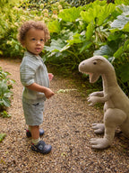 Start Rite Navy Dinosaur Tread Baby Barefoot-Friendly Scuff Resistant Rip-tape Leather Baby Shoes