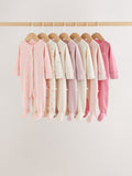 Ecru/Pink Cloud Baby Sleepsuit 7 Pack (0mths-3yrs)