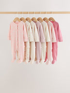 Ecru/Pink Cloud Baby Sleepsuit 7 Pack (0mths-3yrs)