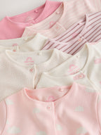 Ecru/Pink Cloud Baby Sleepsuit 7 Pack (0mths-3yrs)