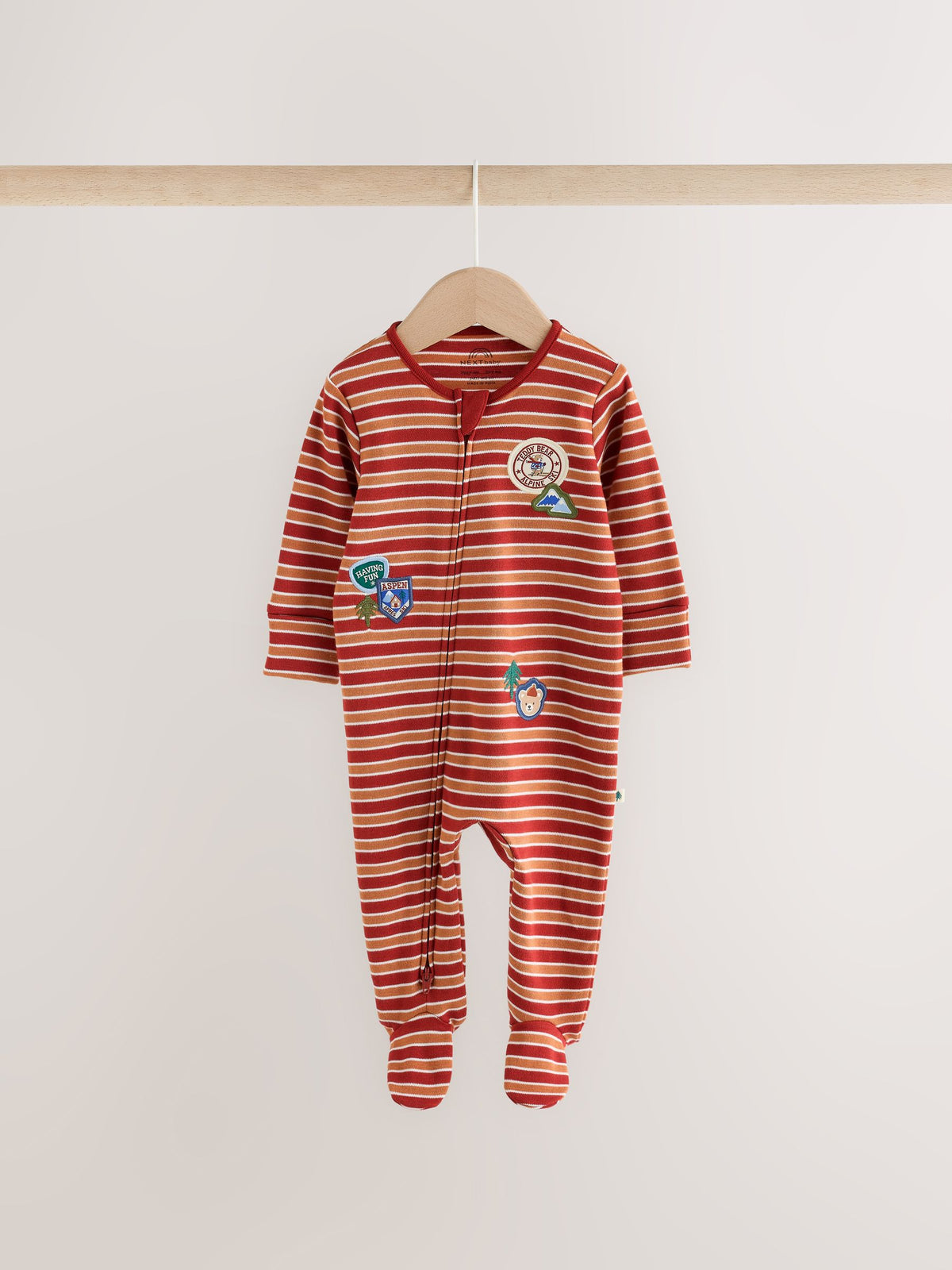 Blue Skiing Teddy Bear Two Way Zip Sleepsuits 4 Pack
