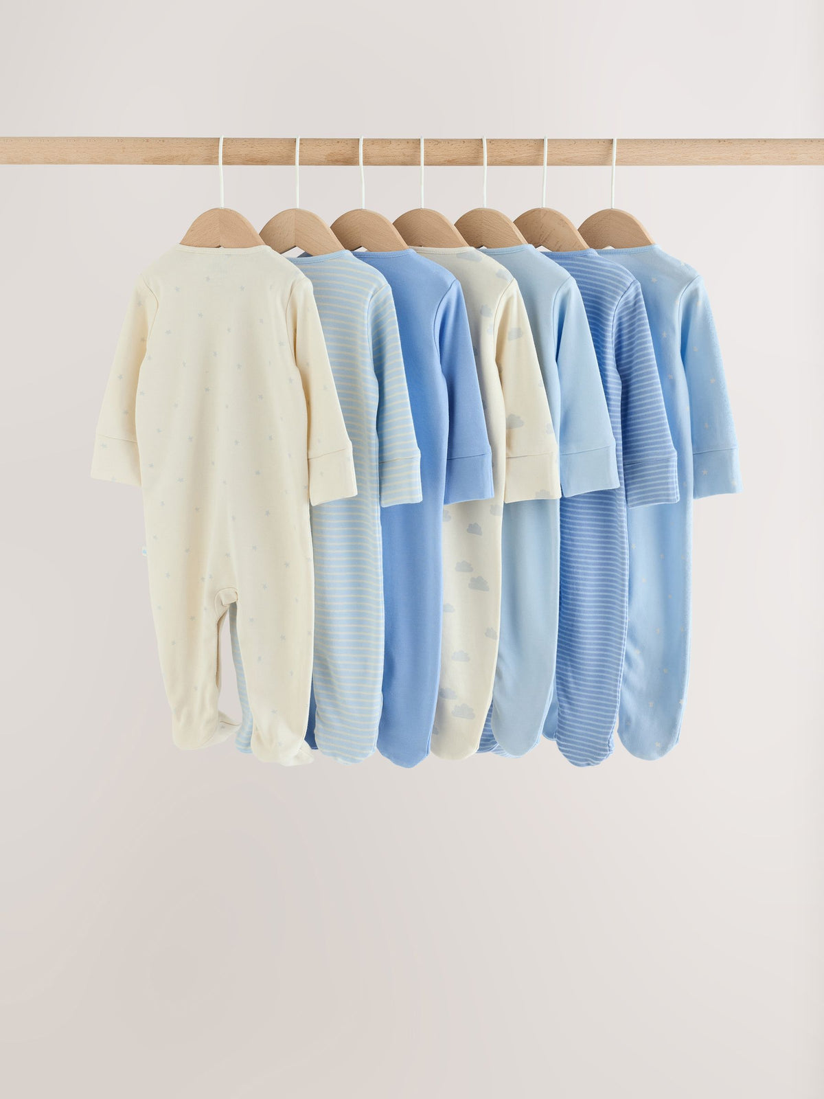 Pale Blue Cloud Sleepsuits 7 Pack (0mths-2yrs)