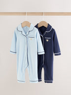 Navy Blue Baby Pyjama Style Sleepsuits 2 Pack (0mths-3yrs)